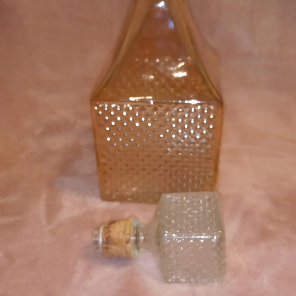 Vintage amber glass decanter with stopper